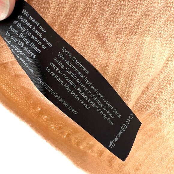 Eileen Fisher Cashmere Rib Knit Cowl Neck Sweater Beige Cream Size Medium - Picture 10 of 12